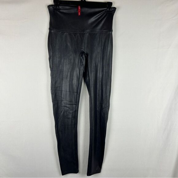 Spanx faux leather black leggings size L - Picture 3 of 5